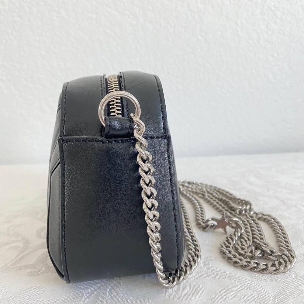 Stella McCartney Black Stella Star Quilted Crossbody Bag with Silver Chain - Picture 7 of 10